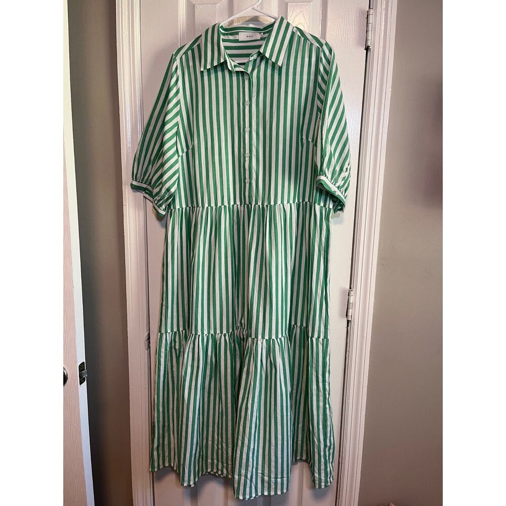 Green and white stripes MAYE dress XL